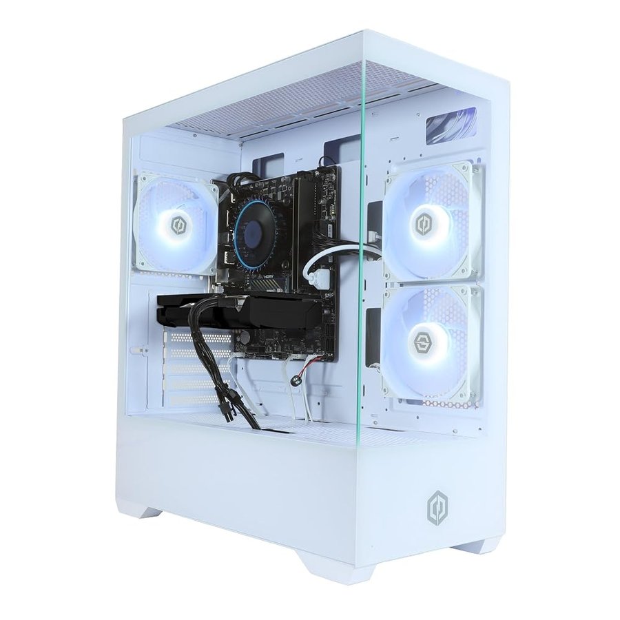 CyberpowerPC Wyvern Gaming PC - AMD Ryzen 7 5700X, Nvidia RTX 5060 Ti 8GB, 16GB RAM, 1TB NVMe SSD, 650W 80+ PSU, Wi-Fi, Windows 11, Prism Panoramic RGB White