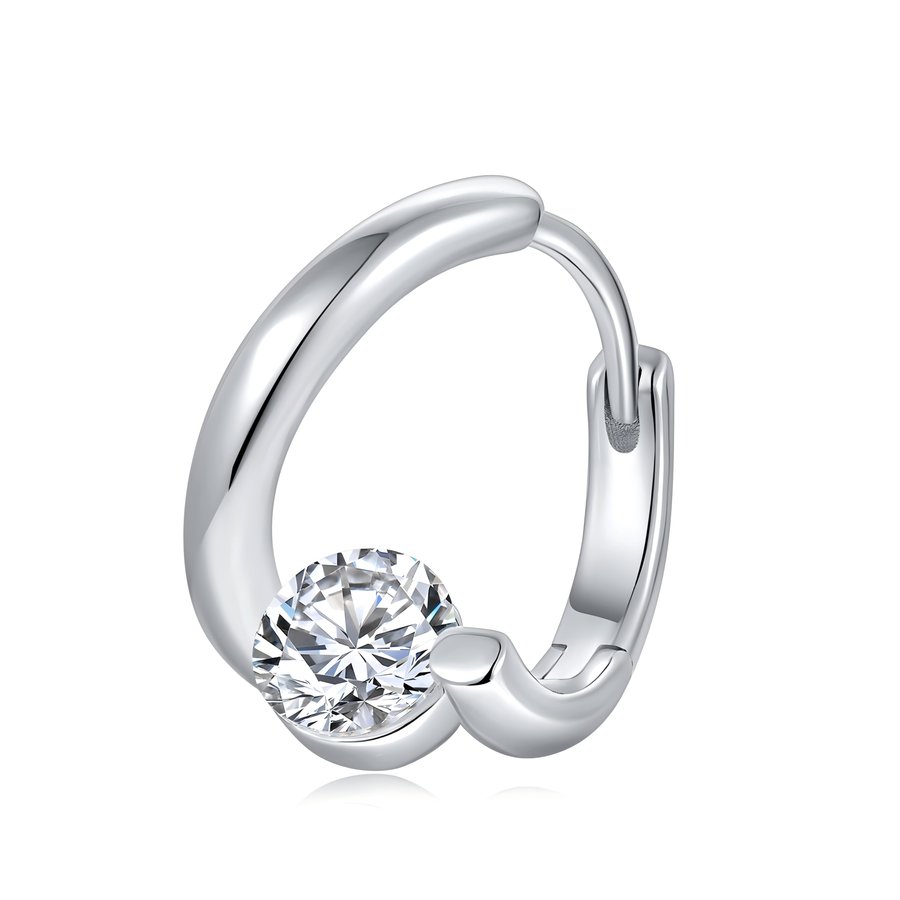 S925 Sterling Silver 0.5CT Moissanite Hoop Earrings For Women  Round Cut Bottom Set Huggie Hoop With GRA Certificate Platinum Plated Minimalist Jewelry Gift Box Set