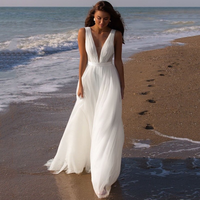 Seaside Outdoor Travel Photoshoot Bride In Wedding Dress