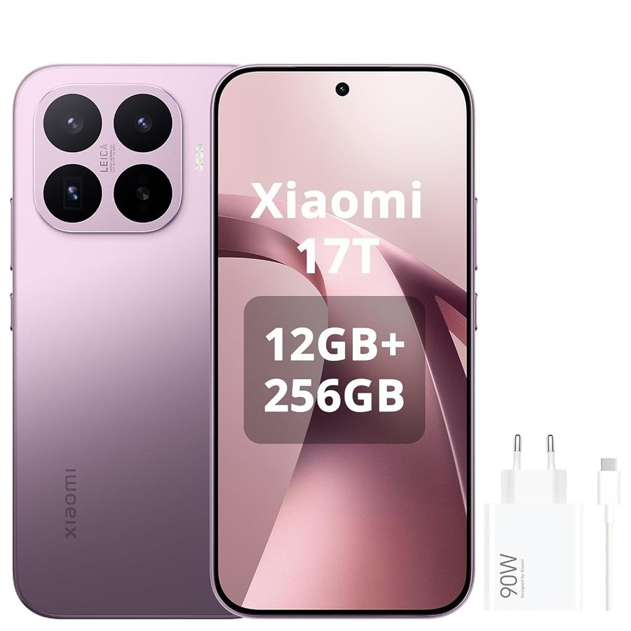 XIAOMI Smartphone 17T, 12 GB + 256 GB, con Android, display da 6,59 pollici, 120 Hz, batteria al carbonio al silicio da 6500 mAh, fotocamera Leica 5X, viola, caricatore da 90 W incluso