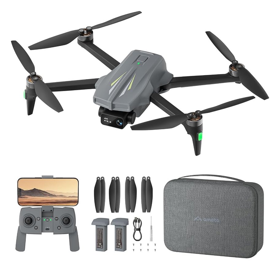Ameta S20 Drone con Telecamera 4K Professionale, Drone GPS per Bambini e Adulti con Ritorno Automatico/ 50 Minuti/Modalità Intelligenti/Follow Me/Controllo Gesti, Mini Drones FPV Meno di 249g