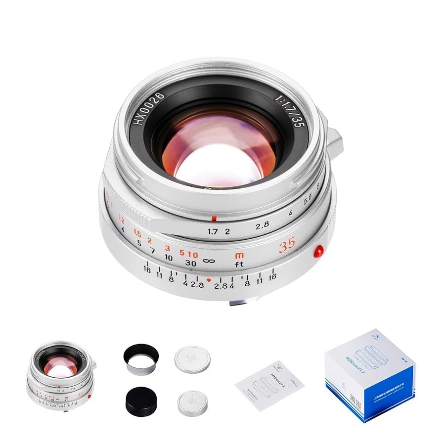 7artisans Seagull M35mm F1.7 Obiettivo Full Frame, obiettivo prime a fuoco manuale per fotocamere Leica con attacco M, ampia apertura F1.7, compatibile con Leica M240 M3 M6 M7 M8 M9 M9P M10