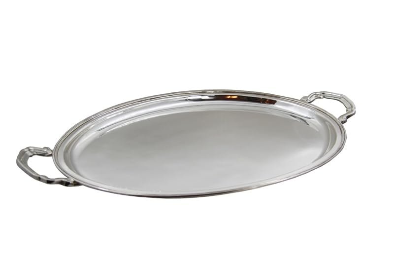 VASSOIO OVALE MANICI "INGLESE" 62 X 36 in Sheffield Argento - la più Alta qualità del Silver Plated - Eleganza e comodità in tavola