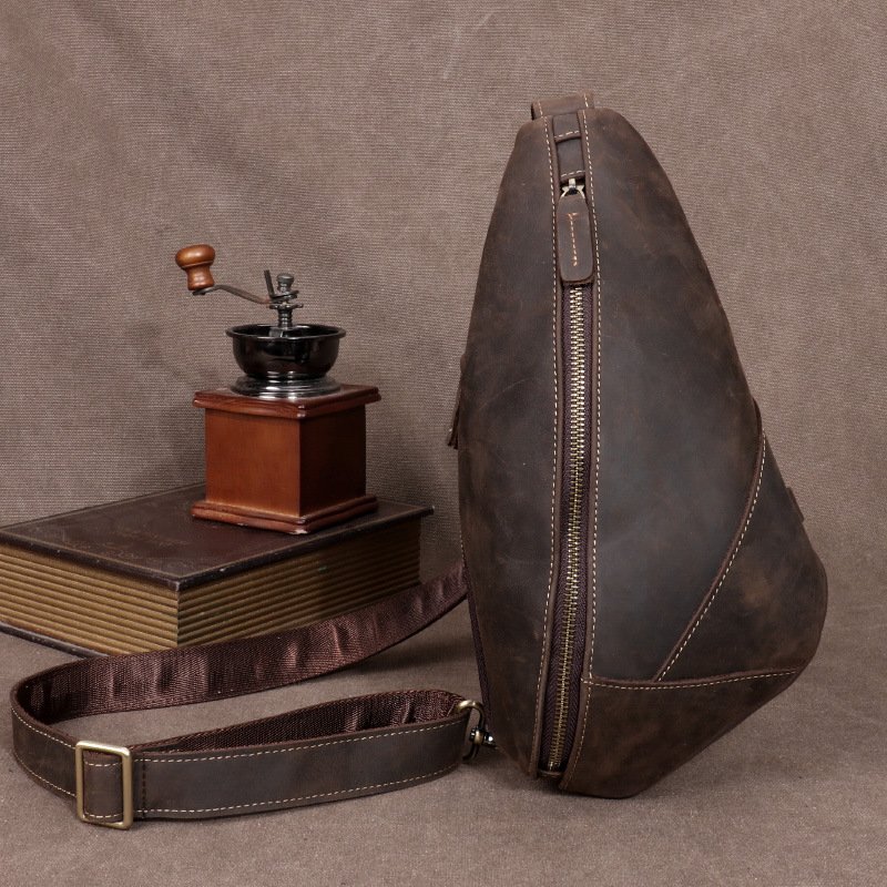 Genuine Leather Mens Mercedes-Benz Pattern Crossbody Bag