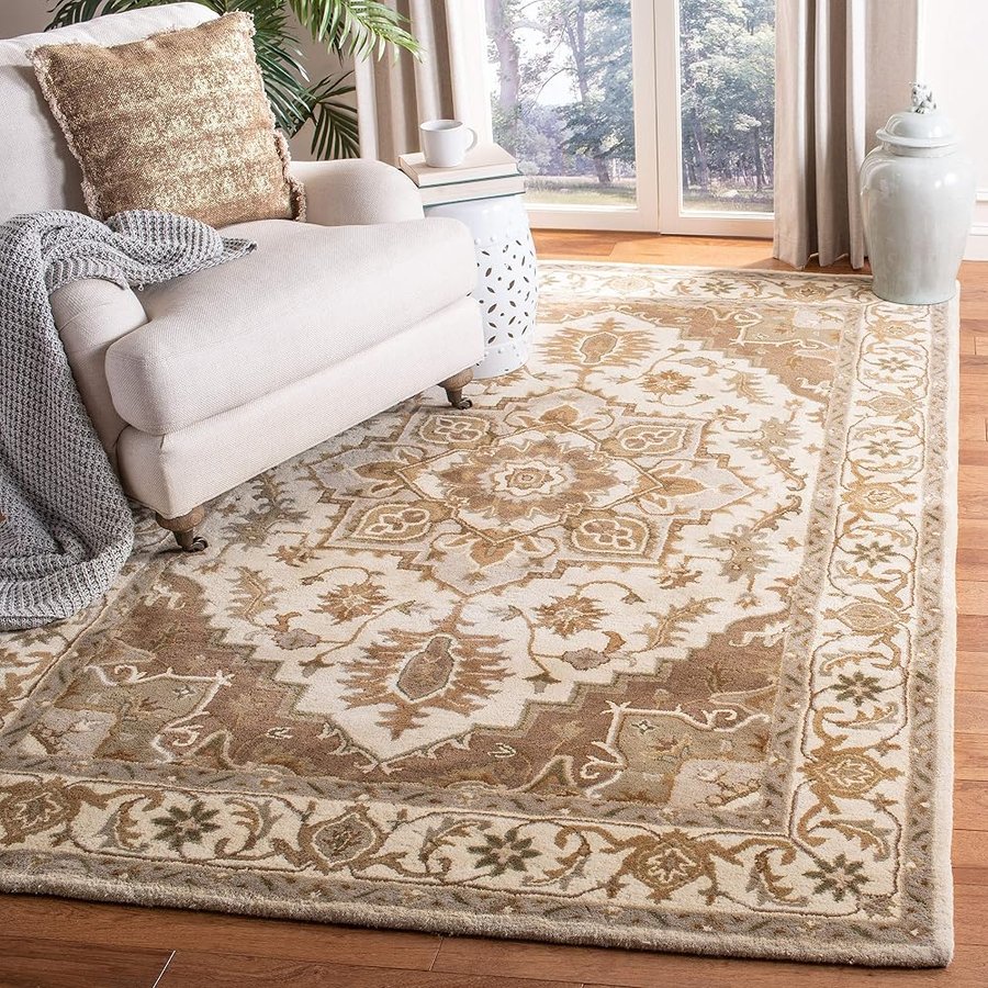 Safavieh Royalty Collection ROY700B - Tappeto tradizionale in lana orientale, fatto a mano, 20 x 20 cm, colore: beige/salvia