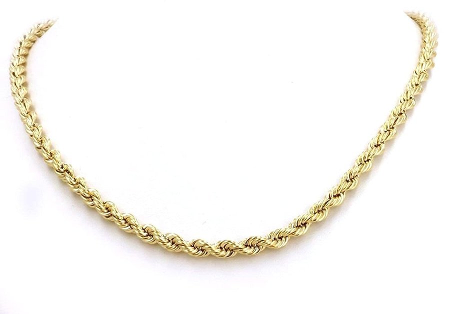 Collana unisex in oro giallo 18 carati/750, forma a corda, 2,50 mm di larghezza, lunghezza a scelta