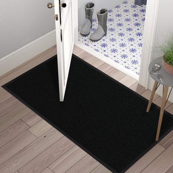 1PC Black PVC Composite Commercial Entrance Mat, 90x150x1.2cm, Extra-Long & Thick Heavy-Duty Floor Protection