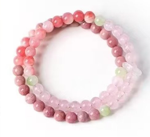 Natural Rhodochrosite Beaded Bracelet