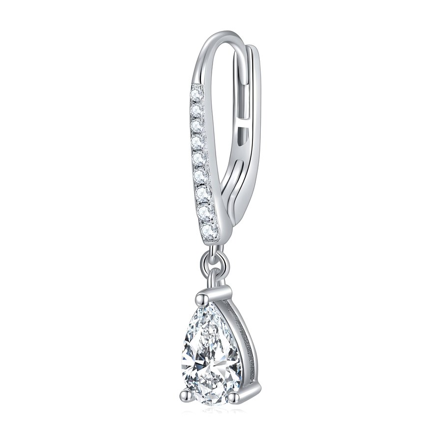 S925 Sterling Silver 5x8mm Pear Cut Moissanite Dangle Earrings  Teardrop Drop With Pave Hoop & GRA Certificate Platinum Plated Jewelry Gift Box Set For Women