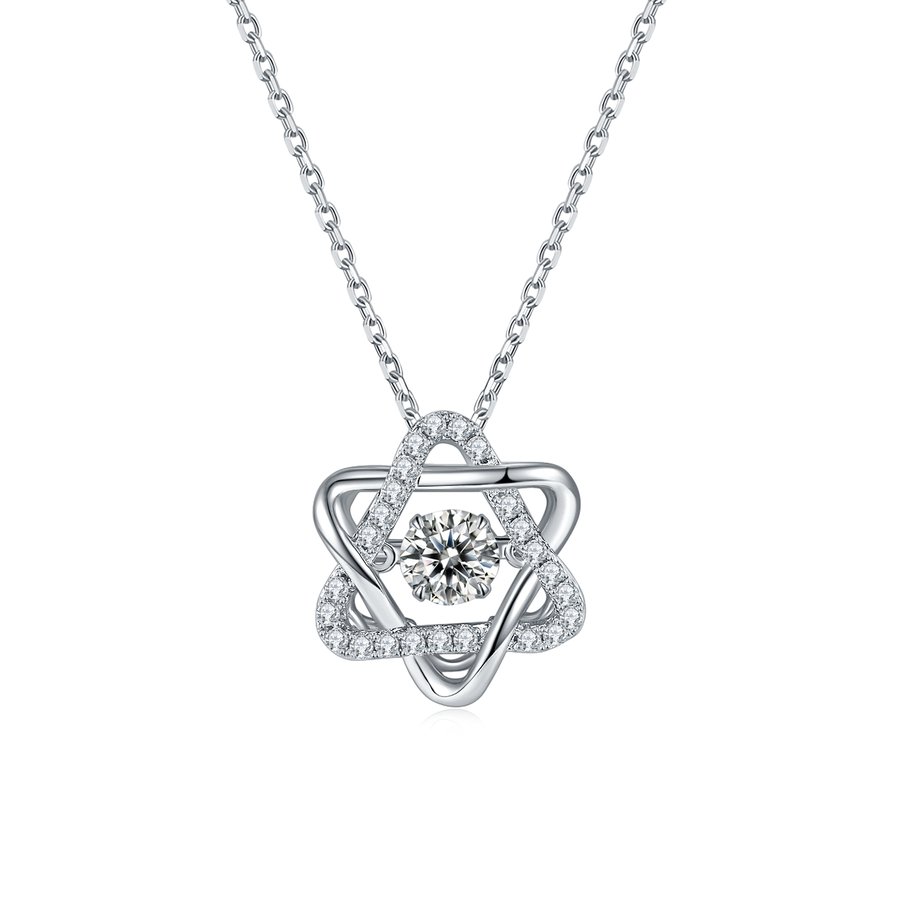 S925 Sterling Silver 0.5ct D Color VVS1 Moissanite Star Of Hexagram Necklace 45cm Platinum Plated GRA Certified Gift Box