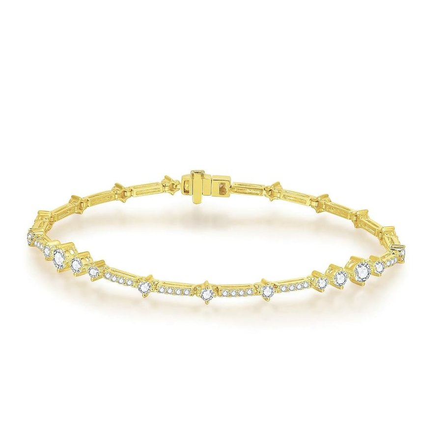 Bracciale a maglie da donna in oro 18 K, 14 K, 9 K, 19-23 cm, con moissanite da 1,5 ct