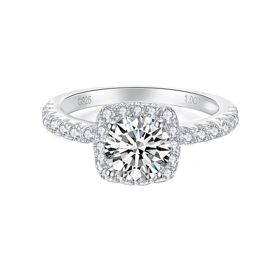 Lusso 0,5 Carati Lab Cresciuto Anello Di Diamante Per Le Donne Anelli Di Diamante Fidanzamento Classico 0.5 CT Anello Di Band Da Sposa 925 Argento Placcato Rodio IGI Certificato
