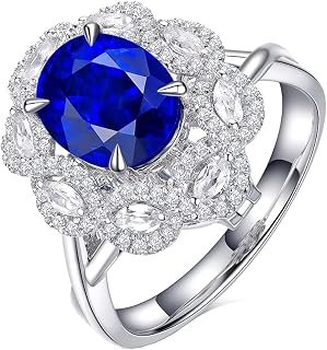 Gioiello in vero oro, da donna, in oro bianco 750 18 carati, con zaffiro da 3,02 carati, con diamante naturale