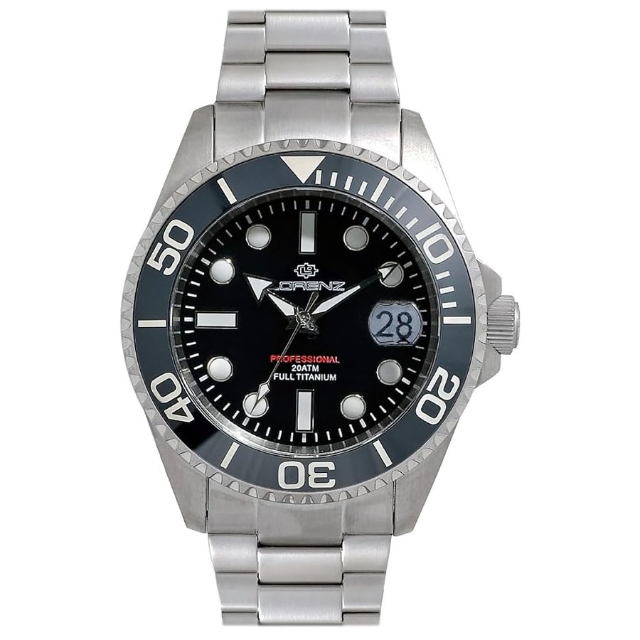 Full Titanium Automatic LZ 030212AA Orologio da uomo subacqueo con movimento automatico con cassa e cinturino in titanio, Box set con cinturino in gomma in omaggio