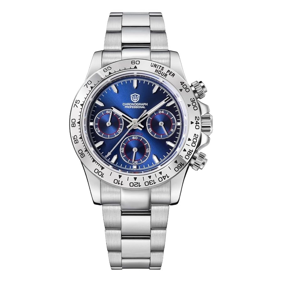Orologio da polso cronografo WD16500 V2 al quarzo da uomo, movimento meca-quarzo giapponese VK63, 38 mm, vetro zaffiro, orologio sportivo resistente all’acqua 100 m