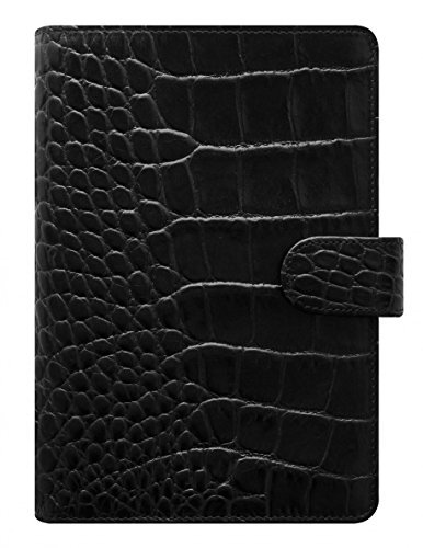 Filofax L026072 Agenda A6 Pelle Di Vitello Classic Croc Ebony, Nero, 23 mm