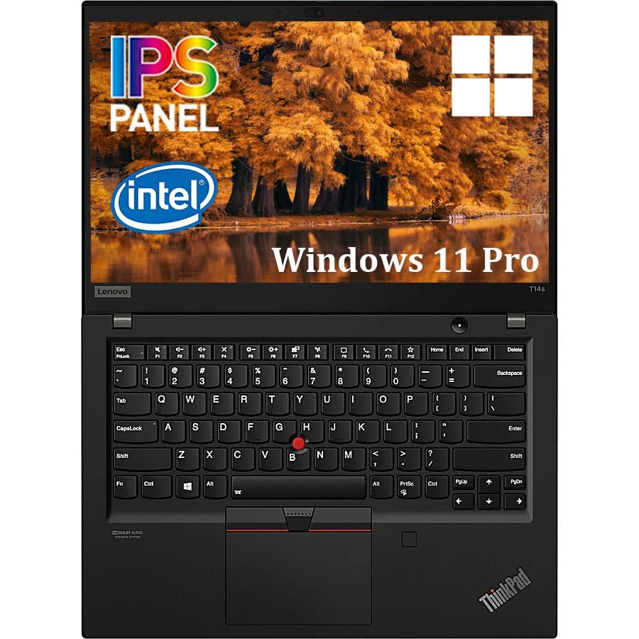 Lenovo Thinkpad T14s Gen 1 Laptop Business, Intel Core i7-10610U, 14" FHD, 32GB RAM, SSD da 512GB, Tastiera QWERTY Giapponese, Windows 11 Pro (Ricondizionato)