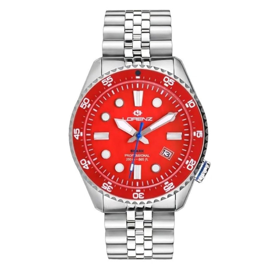 Shark V 030255RD - Orologio Sportivo da uomo automatico- Orologio con cinturino in Acciaio Subacqueo Professionale Fino a 200 metri - Box con cinturino in gomma di ricambio