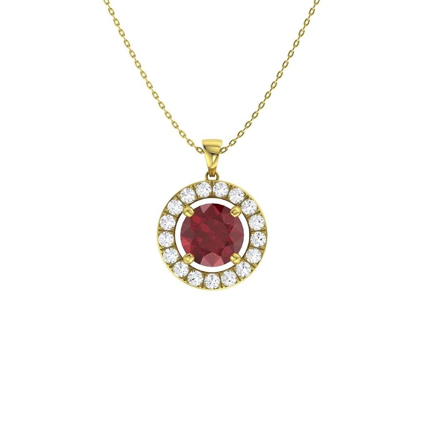 Collana con pietre naturali e certificate e diamanti Halo Petite in oro massiccio 9 kt, ciondolo da 0,66 carati con catena