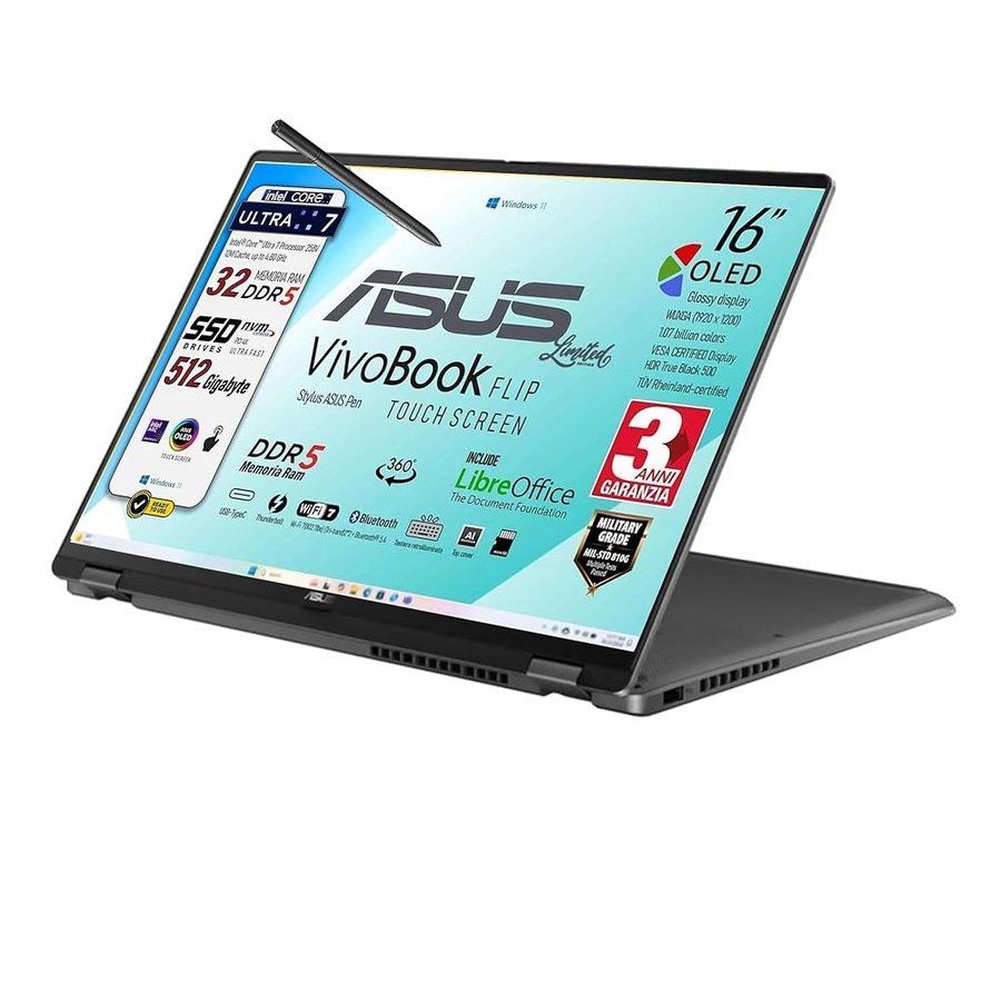 ASUS Vivobook 16 Flip OLED Touch 16", Ultra 7 258V, 32 Gb, Ready to use