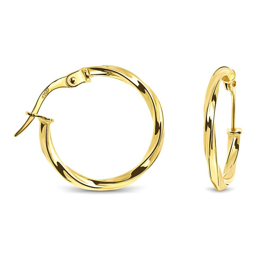 Orecchini a cerchio tondo intrecciato in oro giallo 14 kt 585 Ø 18 mm