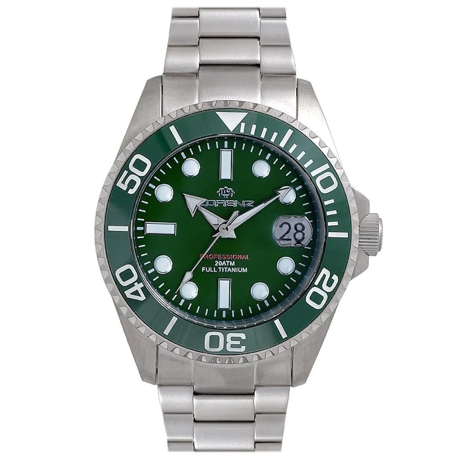 Full Titanium Automatic LZ 030212CC Orologio da uomo subacqueo con movimento automatico con cassa e cinturino in titanio, Box set con cinturino in gomma in omaggio