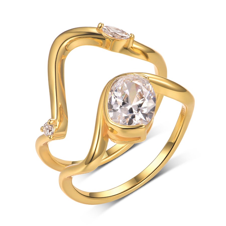 S925 Silver Gold Plated 2ct Cushion Moissanite Bridal Set 6x8mm D Color VVS1 Wave Wrap Design US Size 6-9 GRA Certified Gift Box
