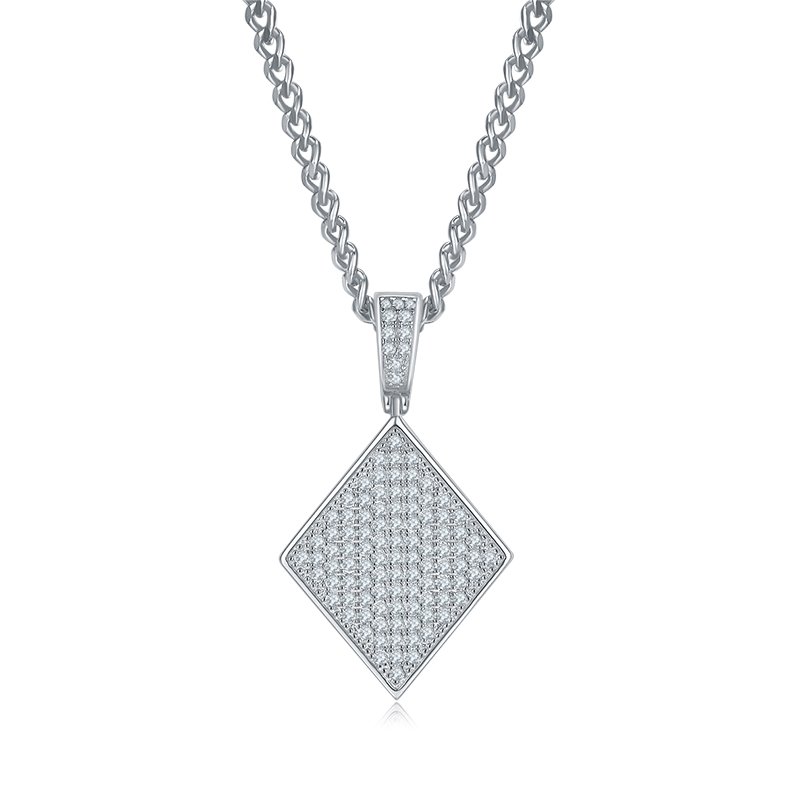 S925 Sterling Silver 108pcs D Color VVS1 Moissanite Diamond Shape Pendant 5g No Chain Platinum Plated GRA Certified Gift Box