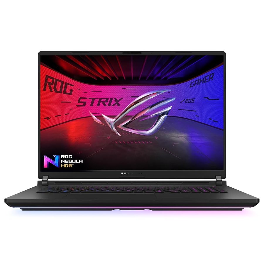 ASUS ROG Strix SCAR 18 (2025) con Display ROG Nebula HDR da 18" a 240Hz, NVIDIA GeForce RTX 5090 24GB, Intel® Core™ Ultra 9 275HX, 32GB RAM, 2TB SSD, Win 11 Home, Layout ITA, Nero
