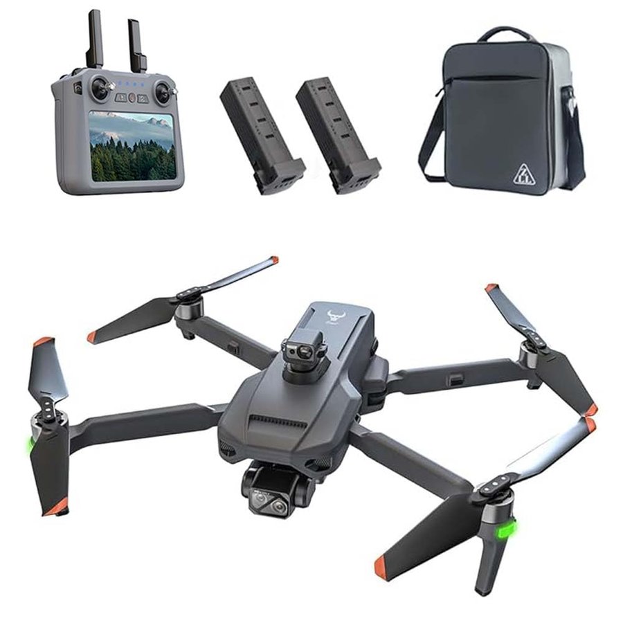 SG909 Drone con Fotocamera 4K per Adulti, Stabilizzazione Gimbal a 3 Assi, Trasmissione video a 6 km, Telecomando RC con schermo, ostacoli a 360°, Quadricottero Pieghevole, 2 Batterie