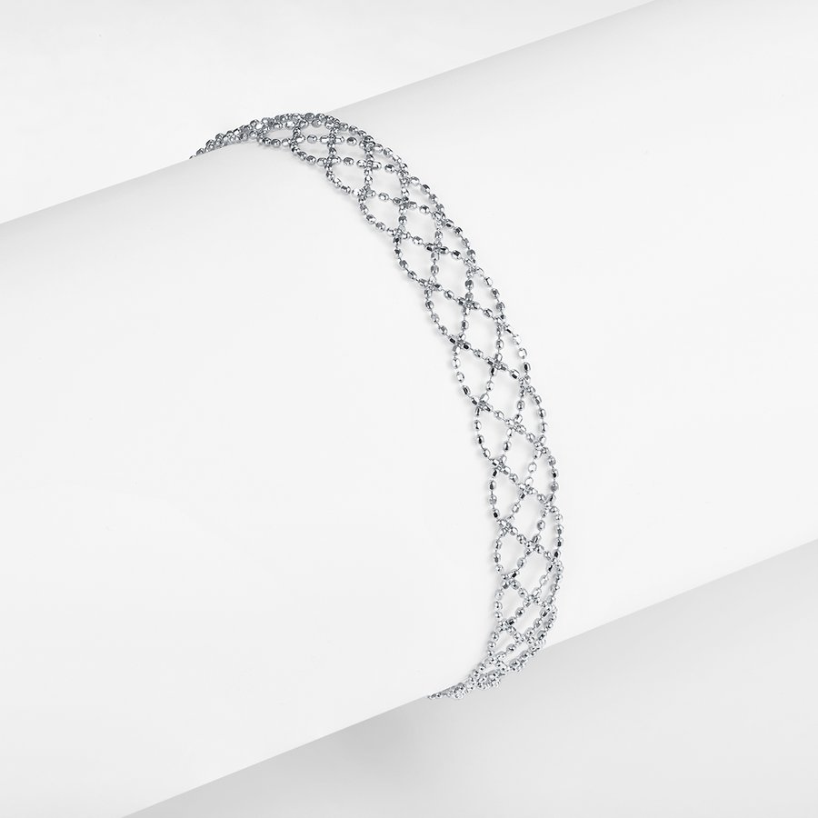 S925 Sterling Silver Hollow Mesh Bracelet 2.2g Lightweight 18.5cm Adjustable 8.0mm Width 3 Colors Platinum Gold Rose Gold Plated Gift Box
