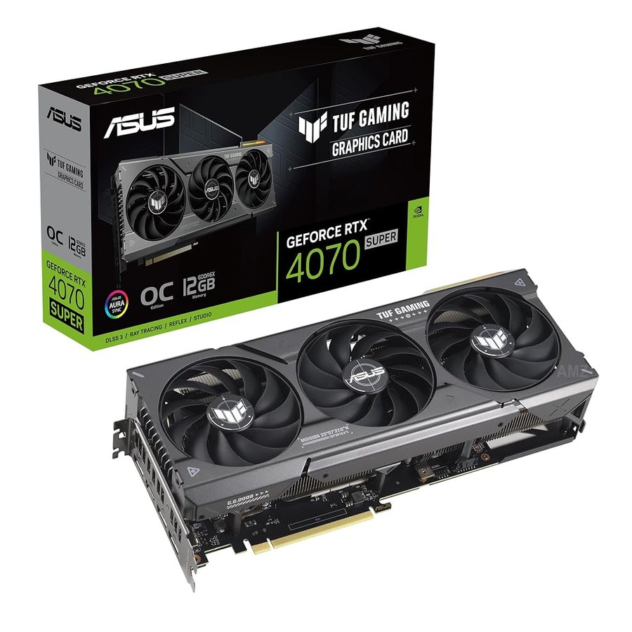 ASUS TUF Gaming GeForce RTX 4070 Super OC Edition - Scheda grafica da gioco (PCIe 4.0, 12 GB GDDR6X, DLSS 3, HDMI 2.1a, DisplayPort 1.4a)