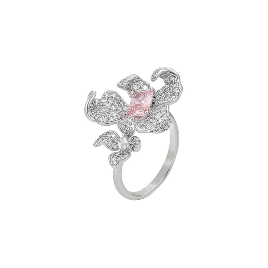 Fedi nuziali da donna in oro bianco 9 K/14 K/18 K, con zaffiro rosa coltivato in laboratorio