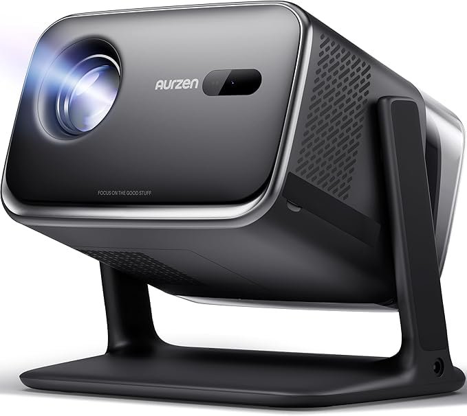 Aurzen Boom Mini 4-in-1 Proiettore Smart con Google TV, 10,000+ Apps, 4k Supporta Videoproiettore, 500 Lumen Projector, 20W DoIby Audio, Real-Time Focus & Keystone, WiFi/Bluetooth Esterno Home (Nero)