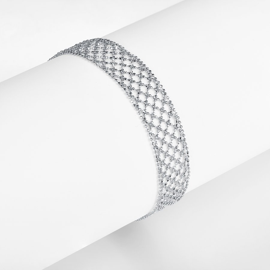 S925 Sterling Silver Hollow Mesh Bracelet For Women, 3.5g Lightweight Wide Chain, Platinum Gold Rose Gold Plated, Fashion Jewelry Gift Box