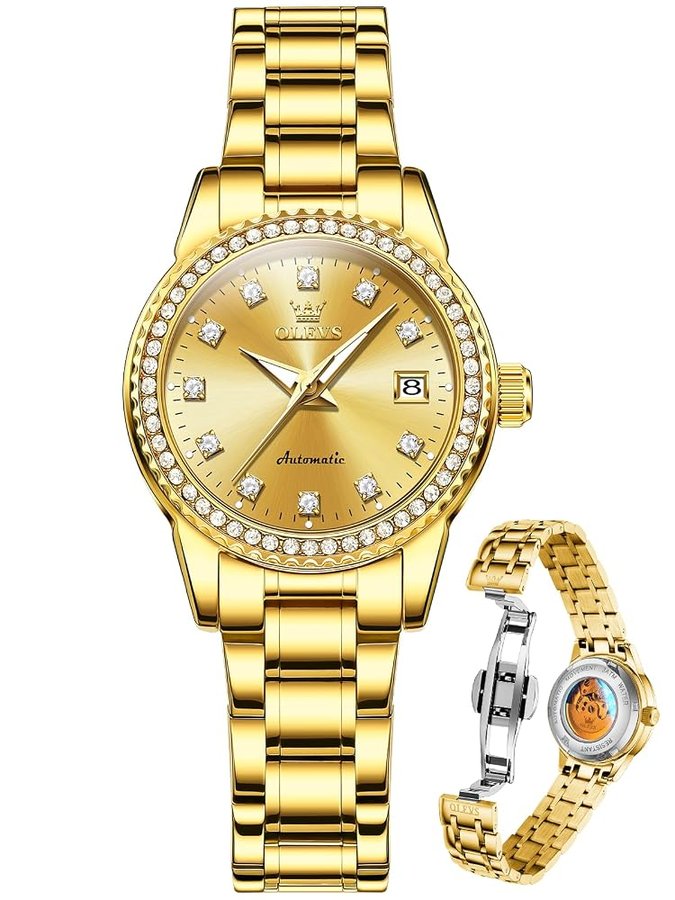 Orologi per le donne Automatico Durevole In Acciaio Inox Impermeabile 30M Orologi Da Donna Affari Diamante Orologi di Lusso Moda Luminoso Data Finestra Orologi per Le Donne Reloj para Mujer