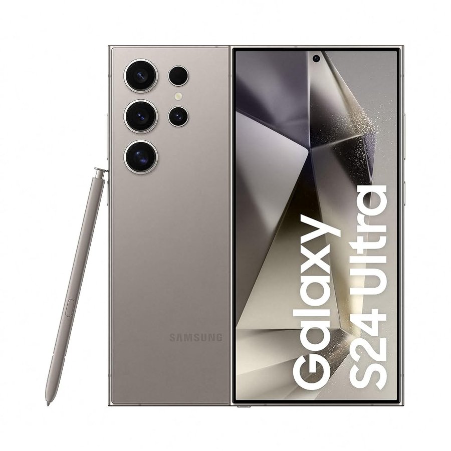 Smartphone Samsung Galaxy S24 Ultra AI, telefono Android senza contratto, 12 GB/512 GB, fotocamera 200 MP, penna S, batteria a lunga durata, grigio titanio