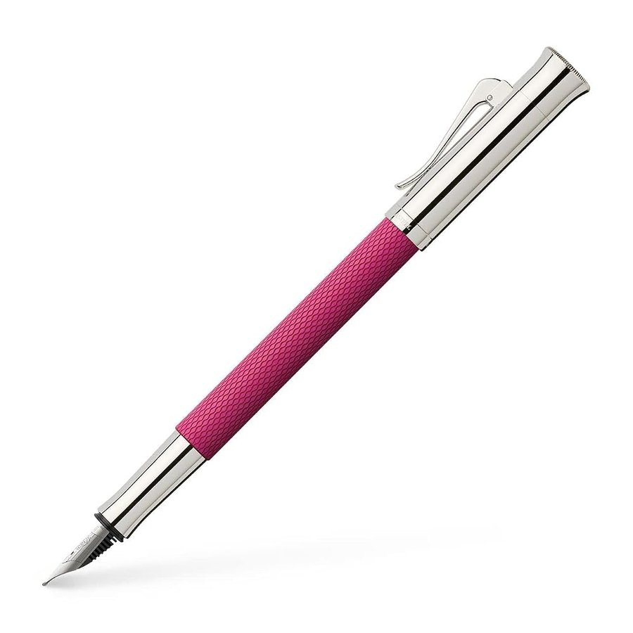 Faber-Castell Graf von 145241 - Penna stilografica Guilloche Electric Pink con fusto in resina pregiata, pennino in oro 18 carati con punta in iridio, larghezza penna: F, dimensioni: lunghezza 131 mm