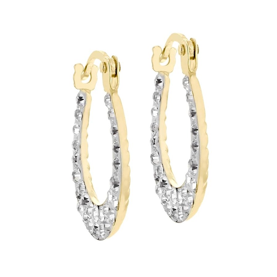 Orecchini creoli ovali Crystalique da donna in oro giallo 9 ct