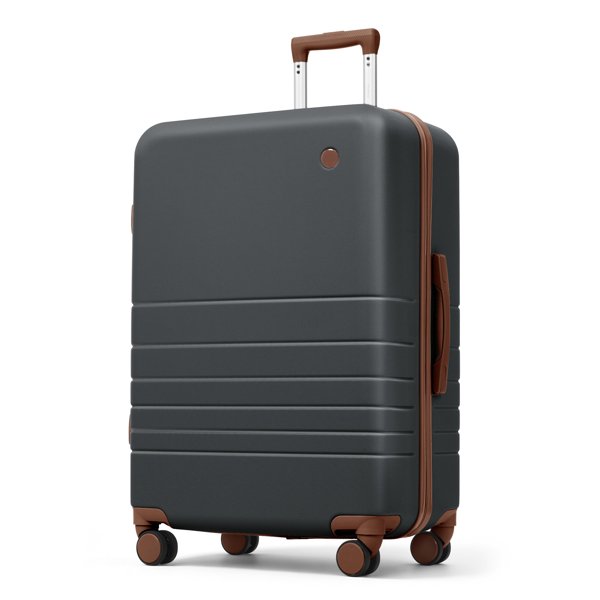 4-Piece Luggage Set With USB Charging Ports - 20in Carry-On Front-Opening For Laptop 28in Checked Suitcase With TSA Lock Travel Duffel Bag Wet-Dry Toiletry Bag, Black And Brown