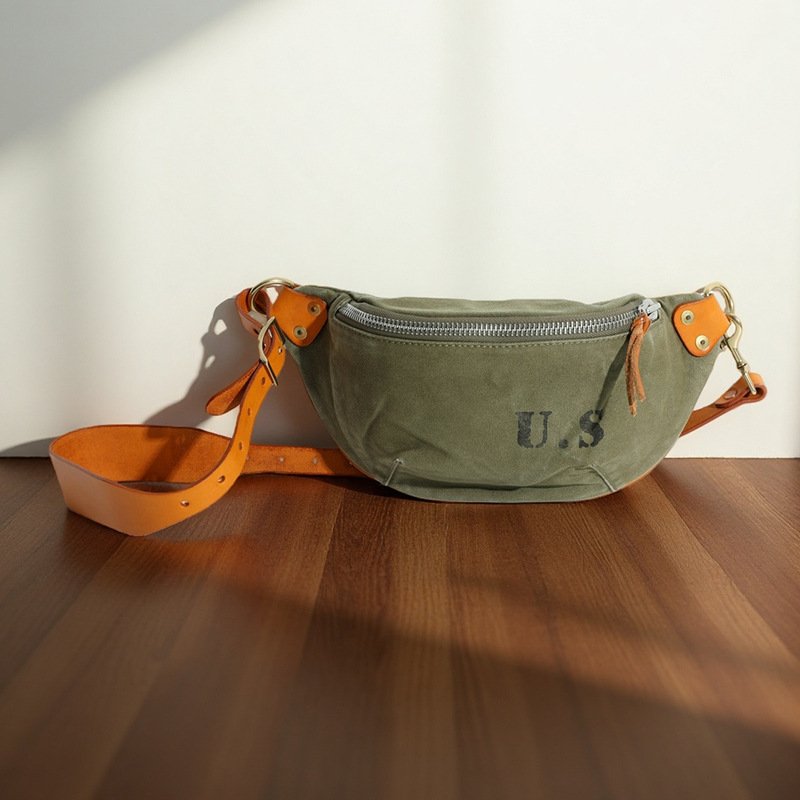 American-style Vintage Washed Canvas With Leather Patchwork Large Capacity
