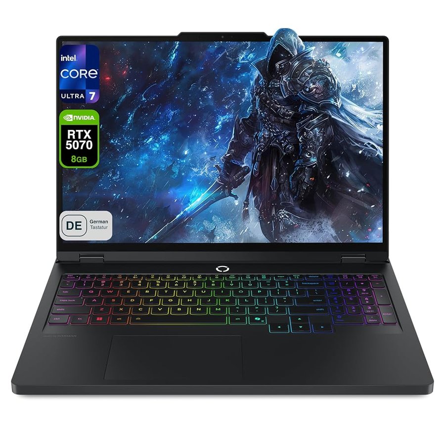Lenovo Legion Pro 5i AI-Powered Gaming Laptop, Intel Core Ultra 7 255HX, 32 GB DDR5 RAM, 1 TB PCIe SSD, display OLED da 16", NVIDIA RTX 5070, layout tastiera tedesca, W11 Home, Eclipse Black