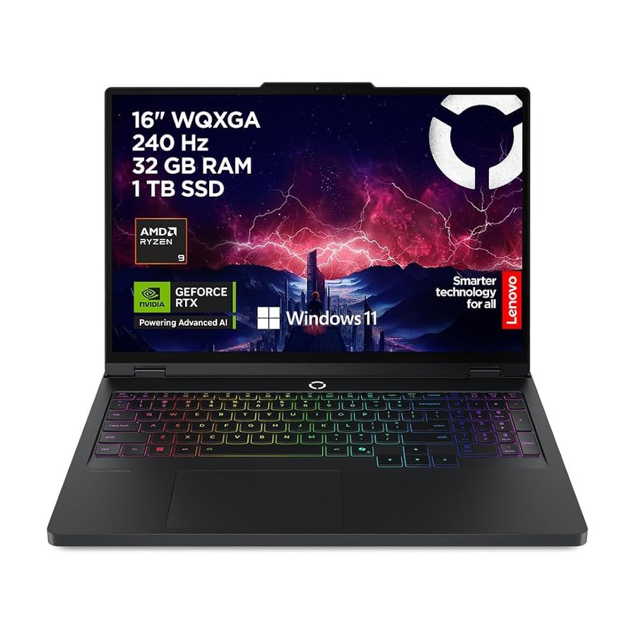 Lenovo Legion Pro 5 Gaming Laptop - Display IPS WQXGA 16" 240Hz, NVIDIA GeForce RTX 5070 8GB, AMD Ryzen 9 8945HX, RAM 32GB, SSD 1TB, Windows 11 Home, Tastiera RGB italiana - Eclipse Black