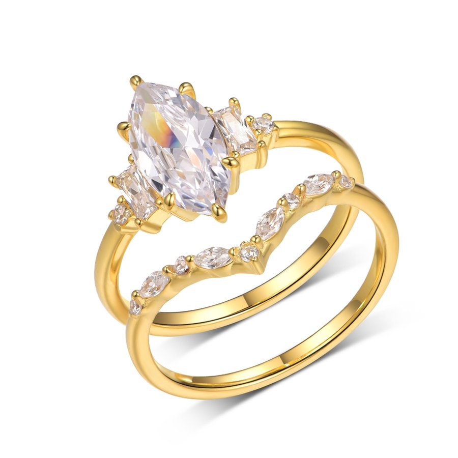 S925 Silver 4g Marquise Moissanite Ring Set, 6x12mm D VVS1 Curved Band, GRA Certified US 6-9 Gift Box
