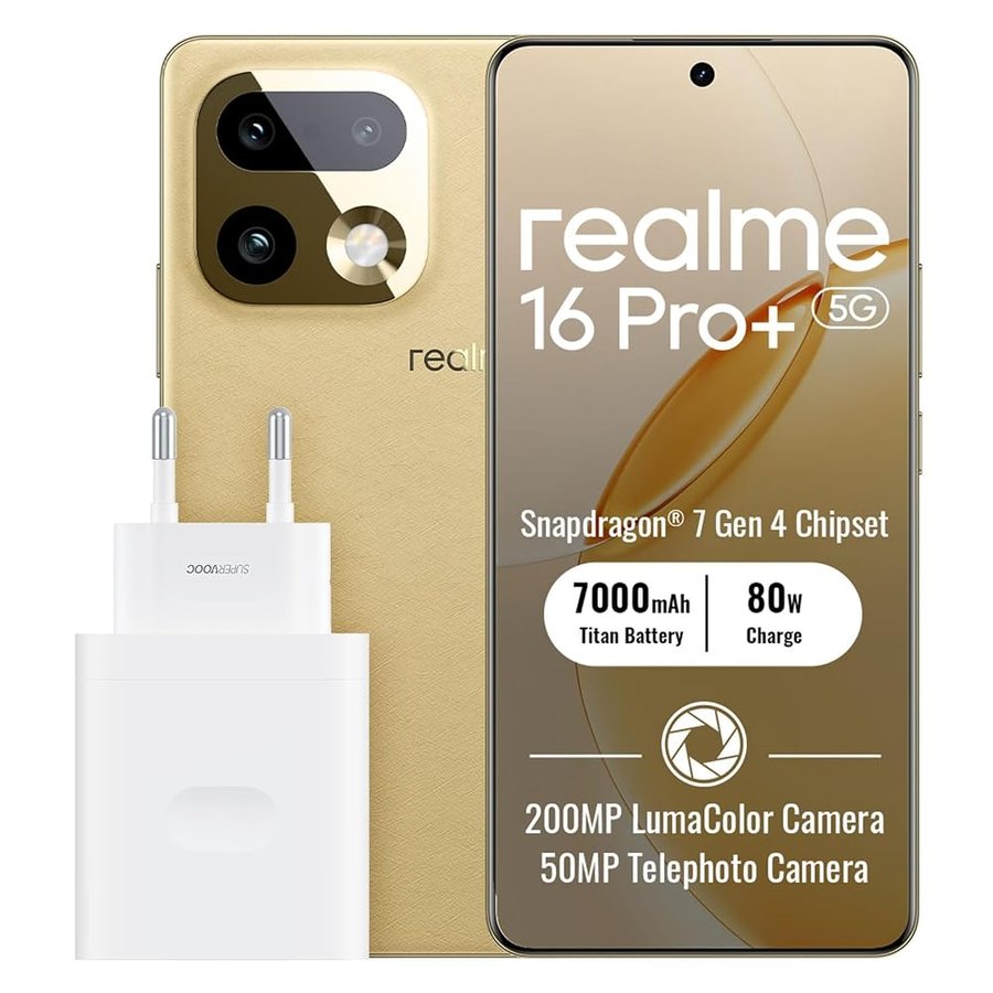 realme 16 Pro+ 5G Smartphone 12+512GB, Gold