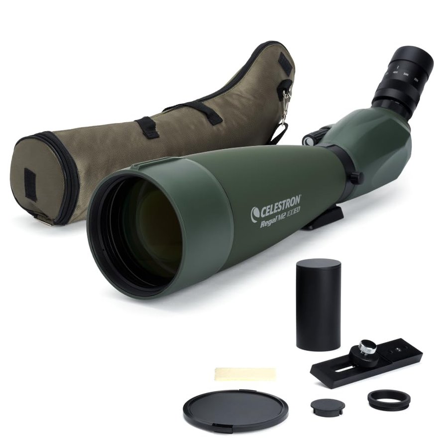 Celestron 52306 Regal M2 22-67x100 mm, cannocchiale da osservazione con zoom angolare ED, ottiche multistrato, prismi in vetro BaK-4, corpo leggero in lega di magnesio e custodia imbottita, verde