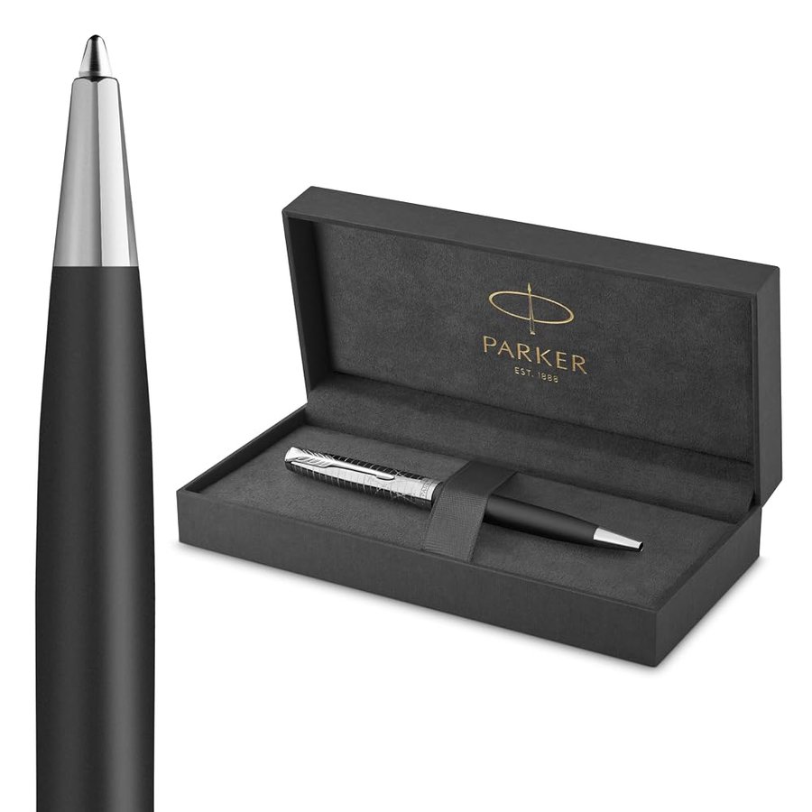 Parker Sonnet Penna a sfera | Collezione Legacy of Flight | Rifinitura cromata | Punta Media | Inchiostro nero | Confezione Regalo