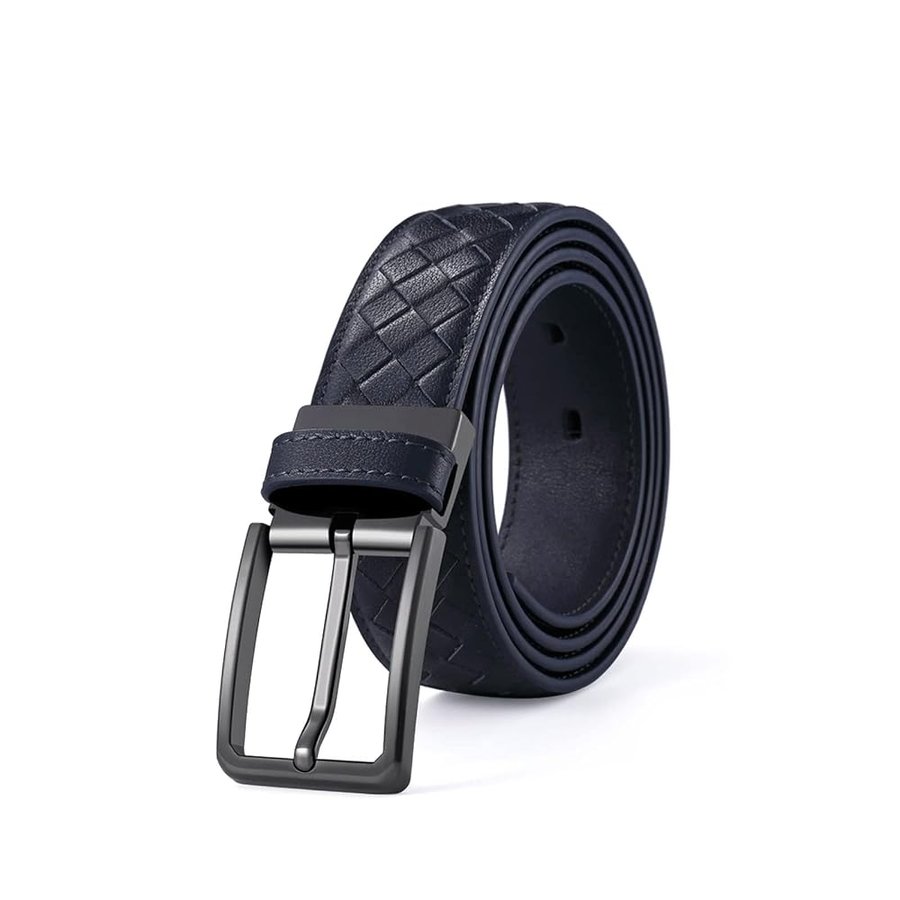Cintura Intrecciata Uomo in Vera Pelle Cinta con Fibbia per Jeans Pantaloni Abiti Artigianale Classica Casual Belt Elegante di Moda da Ragazzo Primavera Estate,Grey Blue,105CM/31.5''