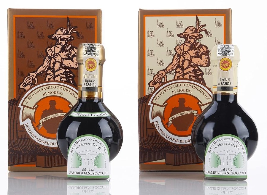 Gambigliani Zoccoli - Duetto di Aceto Balsamico Tradizionale di Modena D.O.P. 2 Boccette da 100 ml di ABTM minimo 12 e oltre 25 anni d'invecchiamento