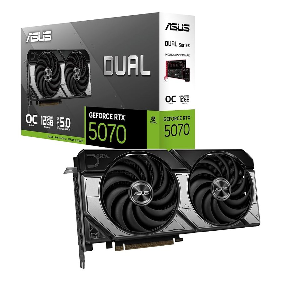 ASUS DUAL RTX5070 OC, Scheda Grafica da 12 GB GDDR7 NVIDIA GeForce, Grigia